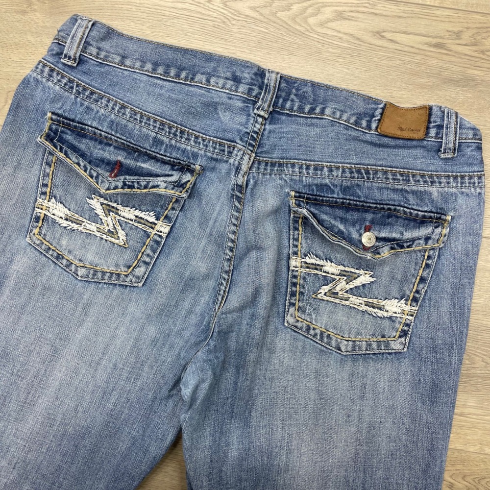 Red Camel Jeans Mens 38x30 Blue Embroidered Flap Pocket Distressed boot western